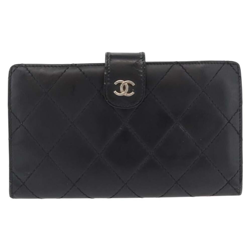 Chanel Matelasse Leather Long Wallet Black